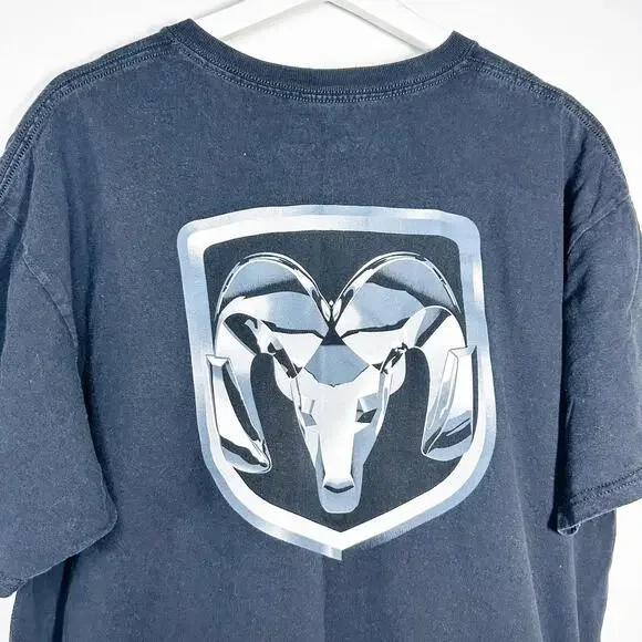 Dodge Ram Short Sleeve Graphic Logo T-Shirt Black Cotton Men Size XL - Picture 3 of 6
